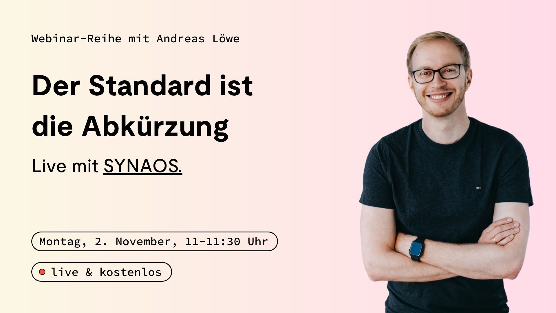 Einladung zum Logistik-Webinar: Andreas Löwe hält am 2. November von 11:00 bis 11:30 Uhr einen Vortrag zum Thema Der Standard ist die Abkürzung. Mit Porträt des Referenten.